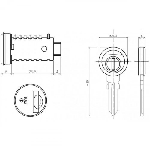 ZADI key and barrel diagram